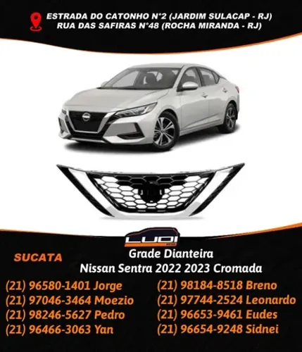 Grade Dianteira Nissan Sentra 2022 2023 Cromada
