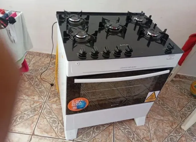 fogão tampo de vidro branco[novo] 5 bocas