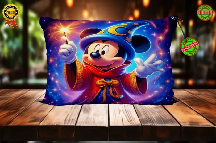Travesseiros personalizados de Mickey e Minnie tamanho 50 x 40.