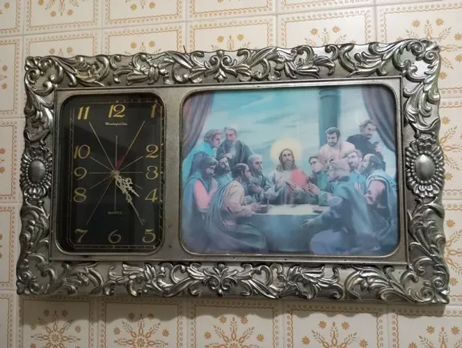 Quadro 3D relógio Jesus e apostolos tenho a 25 anos tá novo