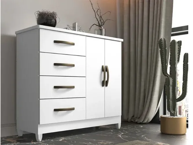 Cômoda 4 Gavetas 2 Portas Sapateira OU Cabideiro 1.17M. Produtos Novos Direto de Fábrica.