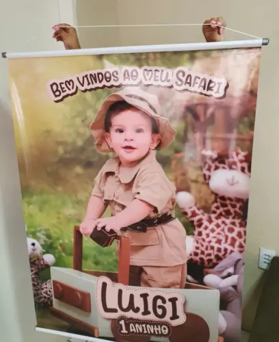 Painel personalizado lona com a foto do bebê aniversário infantil baby 