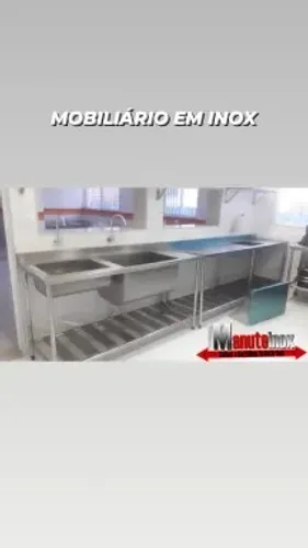 Tanque pia inox prateleira inferior sob medida