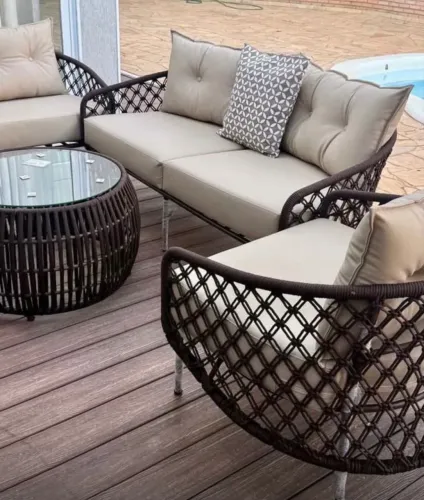 Sofa área externa alumínio corda nautica trico champanheira