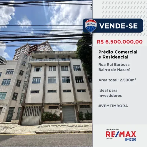 Predio à venda em Nazaré com 2.500m2, 5 pavimentos + cobertura