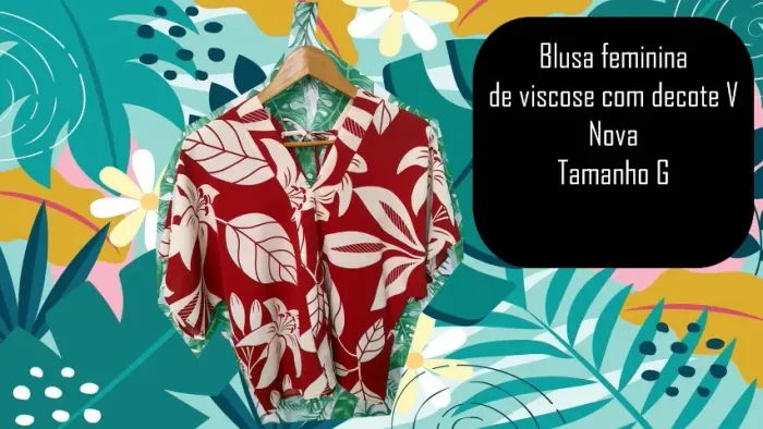 Blusa feminina de viscose com decote V Nova Tamanho G