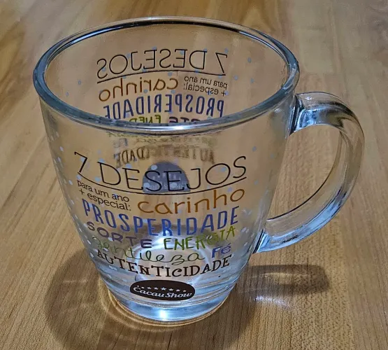Caneca grande de Vidro 7 Desejos Cacau Show