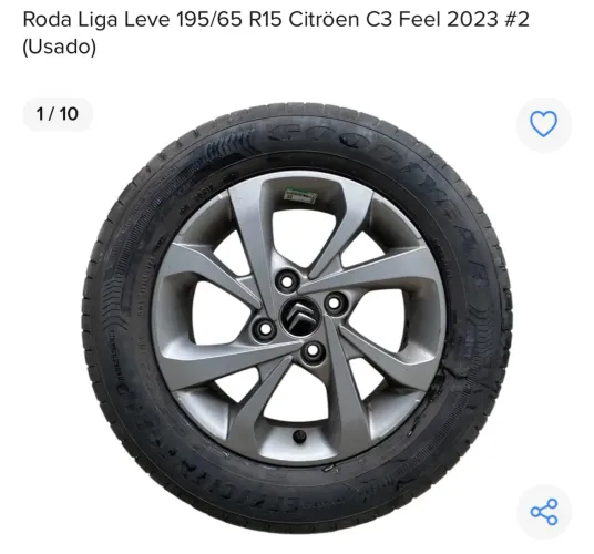 Unidade com pneu Roda de Liga Leve Citroën C3 Feel 2023