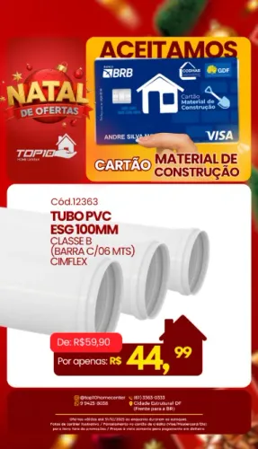 Tubo Pvc Esg 100mm ( Classe B ) 6mt Cimflex R$44,90