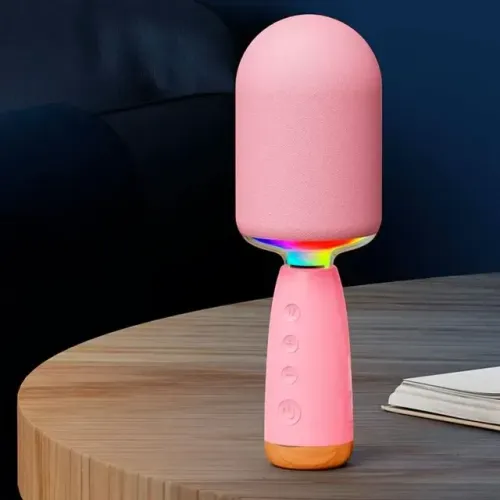 Microfone Karaokê H'Maston MX07 Rosa 