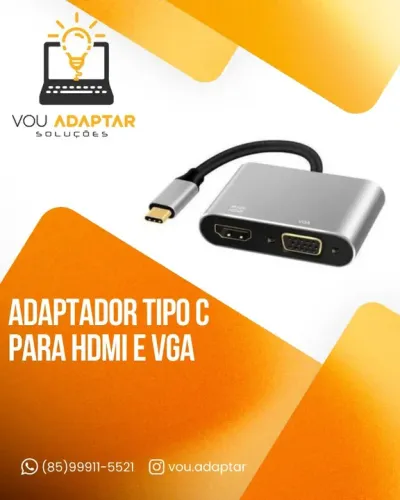 Adaptador USB Tipo C 3.1 para HDMI e VGA
