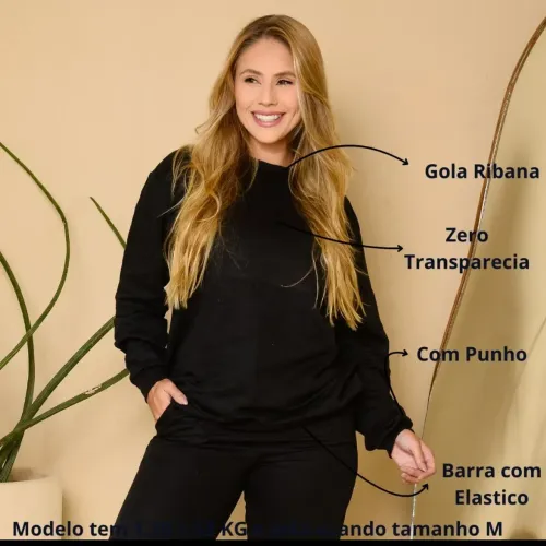 Conjunto Moletom Feminino Preto - Conforto e Estilo