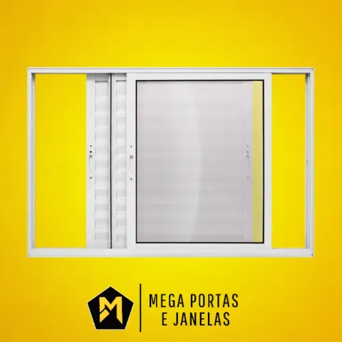 Veneziana Três Folhas Alumínio Branco - Linha 25 (Completa)