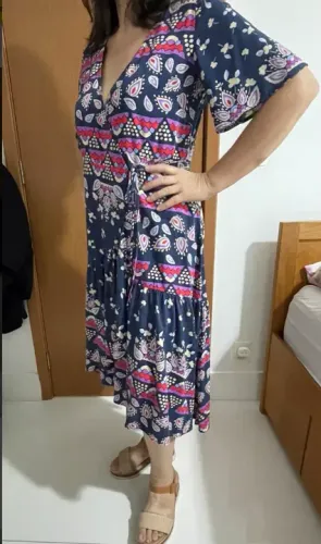 Vestido Estampado Azul Cantão