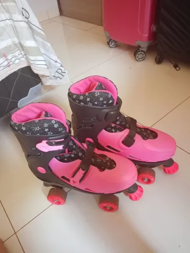 Patins infantil 4 rodas ajustável rosa 