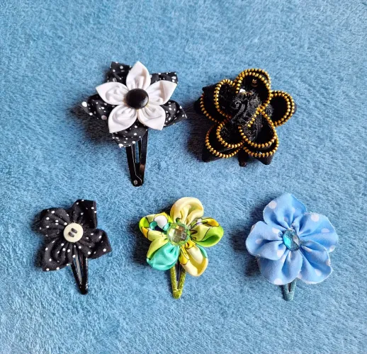 Kit 5 presilhas de cabelo florais artesanais