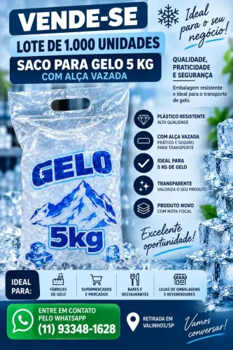 Vende-se lote de sacos de gelo 5 kilos