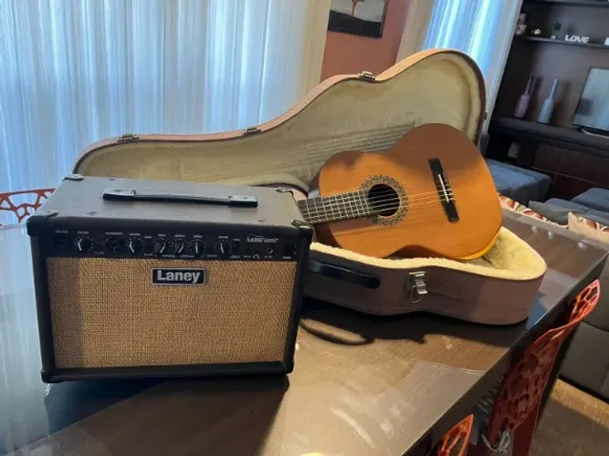 VIOLÃO CUSTOM CLÁSSICO REST ARM ATIVO - RX230.INK.F.CD + CASE + Amplificador Laney LA30D 