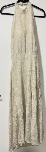vestido renda longo off white