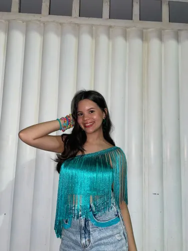 Blusa de franjas para o carnaval 