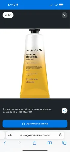 Gel creme mãos nativa spa ameixa dourada - BOTICARIO