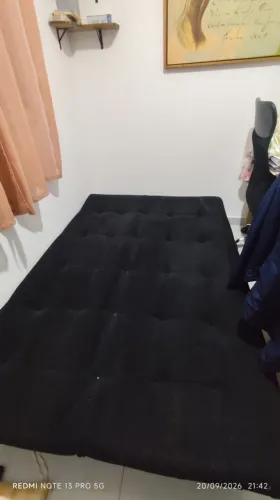 Sofá (3 lugares) Cama (casal) Preto em Veludo - Reclinável
