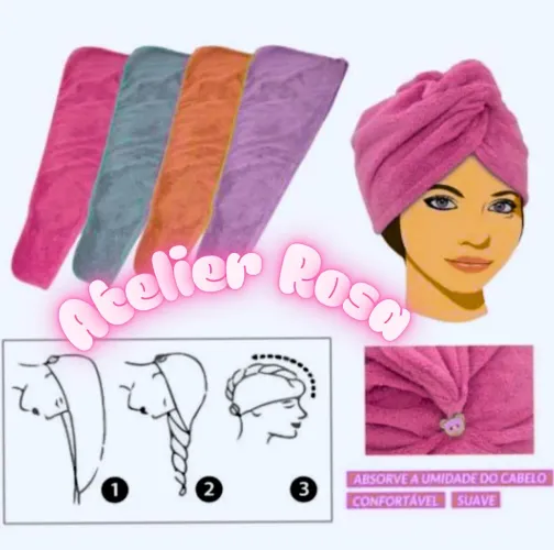 Toalha de Microfibra para Cabelo - Secagem Rápida + Anti Frizz 