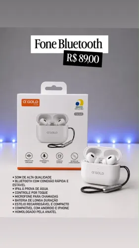 Fone Bluetooth Gold Original Novo Lacrado