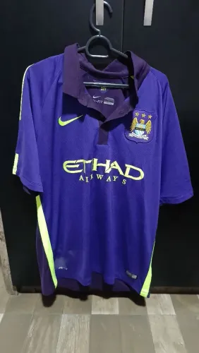 Camisa Manchester City 2014/2015 Roxa Nike Etihad Airways - Tamanho G