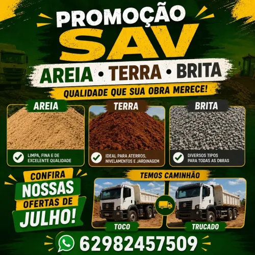 Areia terra brita 