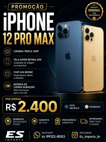 iPhone 12 Pro Max - Garantia e brindes - Es_imports