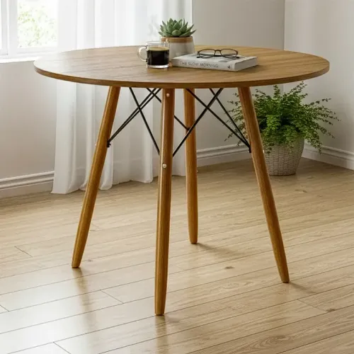 Mesa de Jantar Redonda Charles Eames Eiffel - Branca
