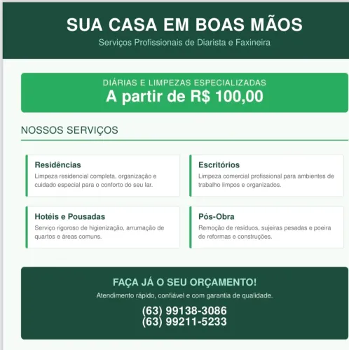 Disponível para faxina