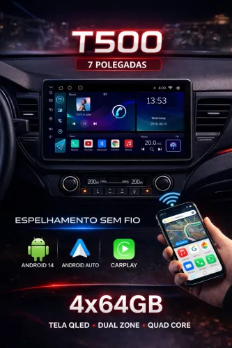 Central multimídia tela 7? Android CarPlay sem fio 