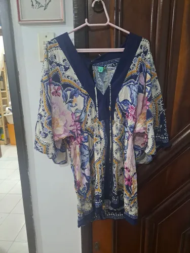 Vestido curto Farm verão kimono manga larga