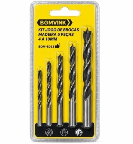 KIT 5 JOGO DE BROCAS MADEIRA OU CONCRETO