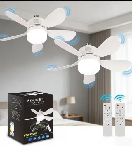 Kit com 2 Ventiladores de teto com lâmpada e controle remoto