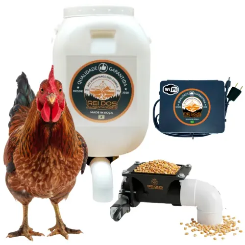 Alimentador Automático 50L p/ Peixe, Galinha, Cavalo, Cachorro com Timer WiFi Externo