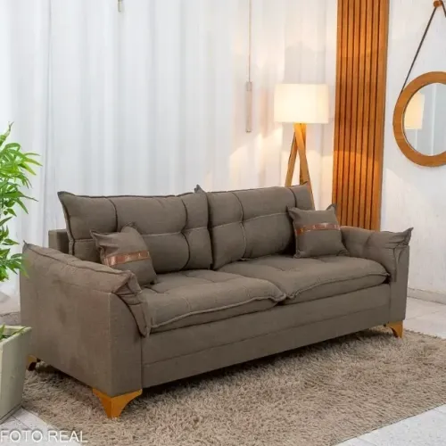 Receba amanhã, pronta entrega!! Sofá 3 Lugares Creta Larg. 1.80m - Molas bonnel