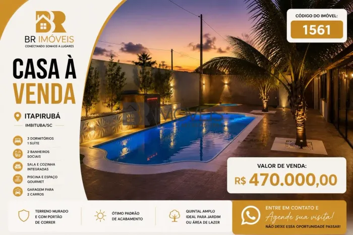 Linda Casa à Venda em Itapirubá com 3 Dormitórios