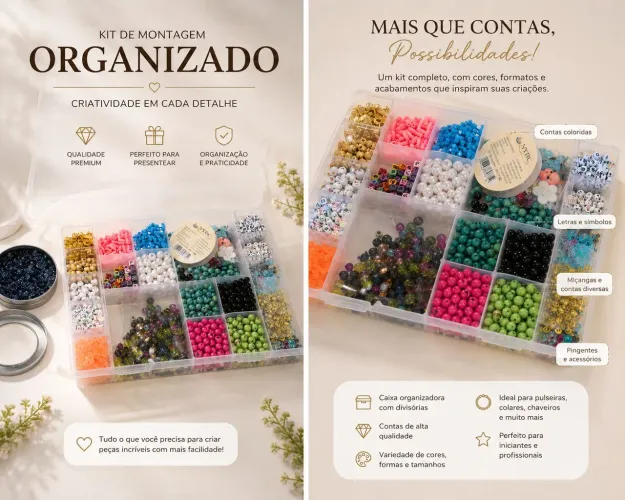 Kit organizador com miçangas