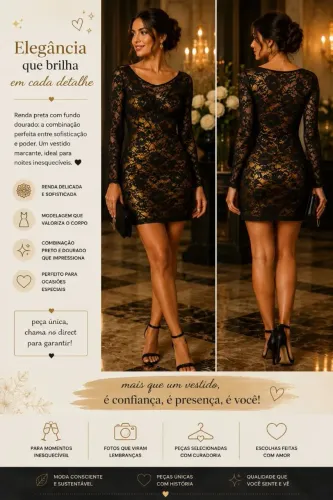 VESTIDO DE FESTA DOURADO COM PRETO