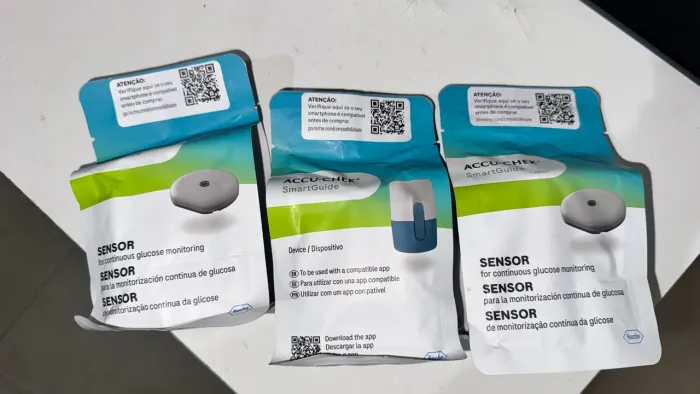 03 sensores Accu Chek Smart Guide (sensor glicose)
