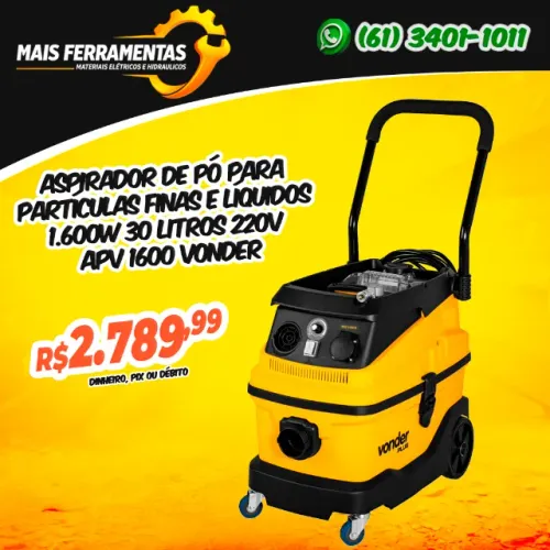 Aspirador de pó para partículas finas e líquidos 1.600W 30 litros 220V APV 1600 VONDER