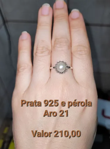 Anel de prata 925 e pérola