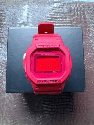 relógio casio g-shock dw-5635c-4 vermelho