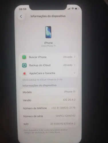 Celular iPhone 11 todo bom motivo da venda precisando do dinheiro até 1.300 vendo ele 