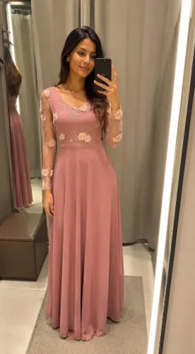 Vestido longo de festa Rosa bebê