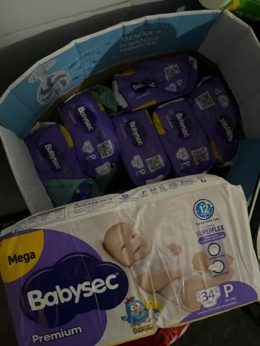 7 pacotes de fraldas Babysec premium tamanho P
