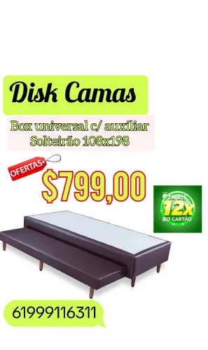 Cama box solteirão com auxiliar 108x198